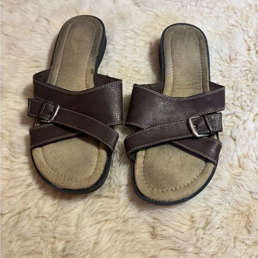 Comfort Plus by Predictions Brown Slide Sandals size 11W